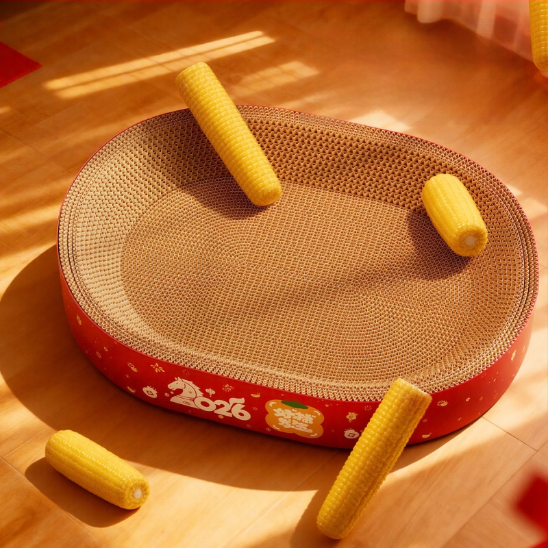 Σε ένα καταφύγιο γάτας και πίνακας γρατσουνίσματος – ανθεκτικό στη φθορά, χωρίς νιφάδες, τεσσάρων εποχών, υλικό: κυματοειδές χαρτί