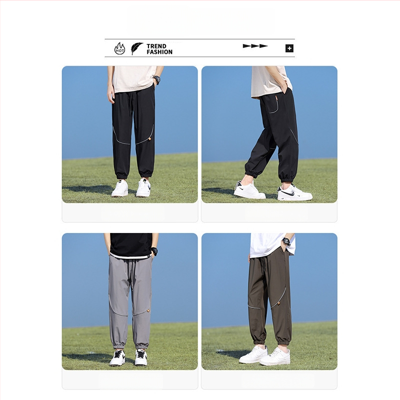 Ανδρικά παντελόνια Ice Silk για καλοκαίρι – χαλαρή γραμμή, γρήγορο στέγνωμα, 90% νάιλον