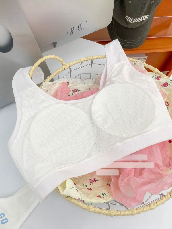 Dvojfázová športová podprsenka pre dievčatá v puberte – školské nosenie, tlmenie nárazov, viskóza 74,3%