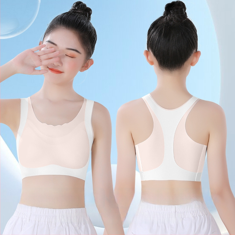 Bezšvový športový podprsenka pre dievčatá — všetky roky, všetky sezóny (Materiál: 82% nylon, 18% elastán; Vhodné pre deti nad 8 rokov a výšku nad 140 cm)