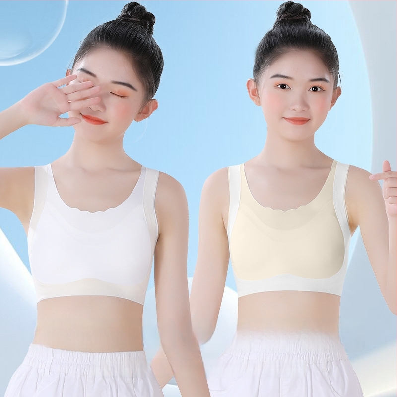 Bezšvový športový podprsenka pre dievčatá — všetky roky, všetky sezóny (Materiál: 82% nylon, 18% elastán; Vhodné pre deti nad 8 rokov a výšku nad 140 cm)