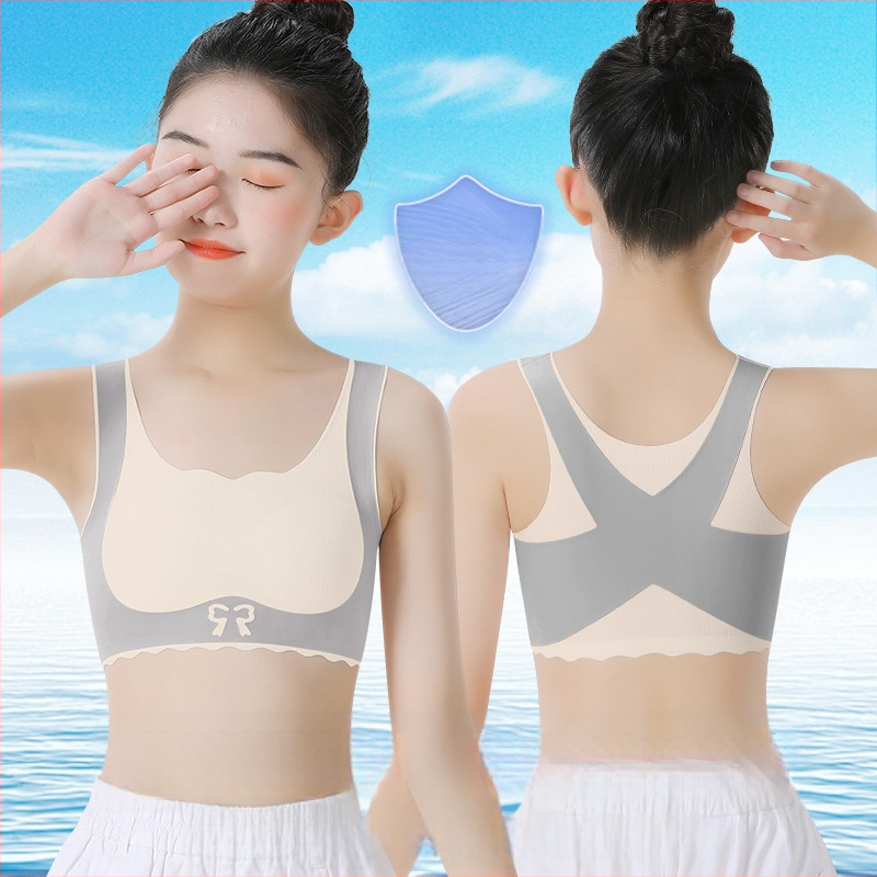 Dievčenská nylonová podprsenka pre dievčatá na strednú školu – 68% nylon, 32% elastán; vhodné pre všetky ročné obdobia