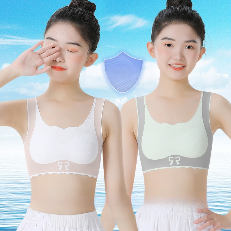 Dievčenská nylonová podprsenka pre dievčatá na strednú školu – 68% nylon, 32% elastán; vhodné pre všetky ročné obdobia