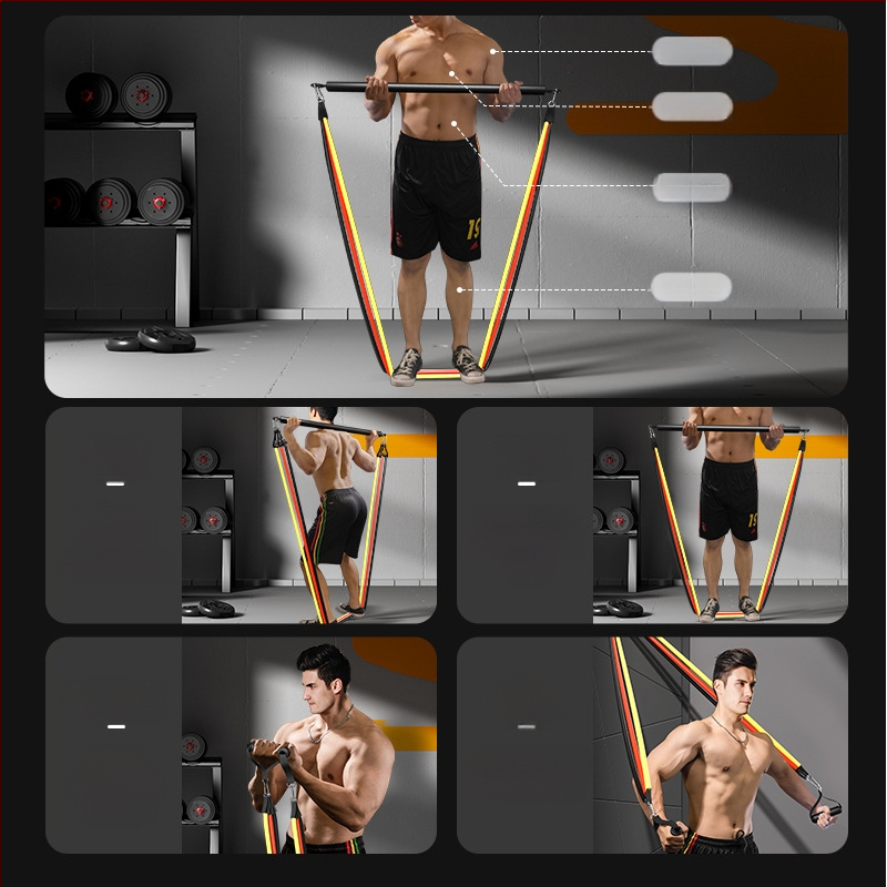 Otthoni fitneszhez használt ellenállástartó – rugalmas feszítő, anyag: PP műanyag + latex cső, márka SND, alkalmas fitnesz berendezésekhez