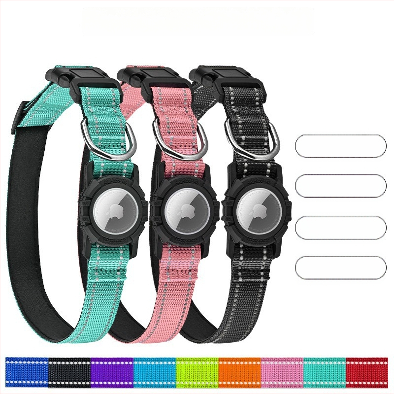 AirTag kutyanyakörv monocrom mintával, nylon és szilikon anyag, univerzális kompatibilitás, minden évszakban viselhető casual stílus