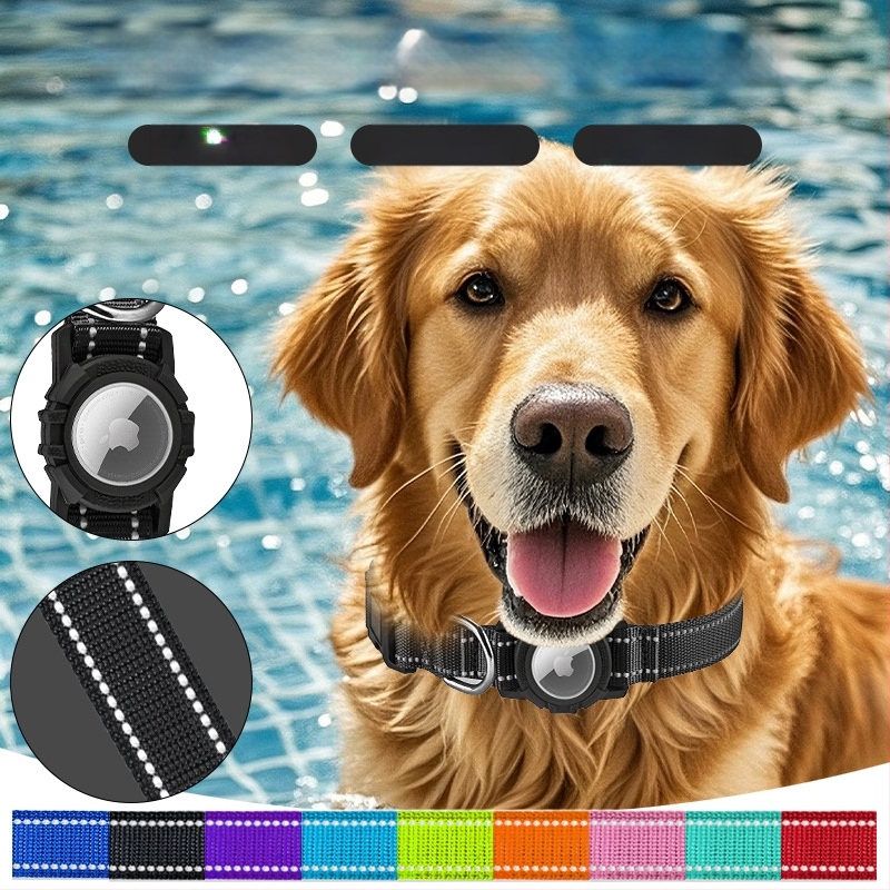 AirTag kutyanyakörv monocrom mintával, nylon és szilikon anyag, univerzális kompatibilitás, minden évszakban viselhető casual stílus