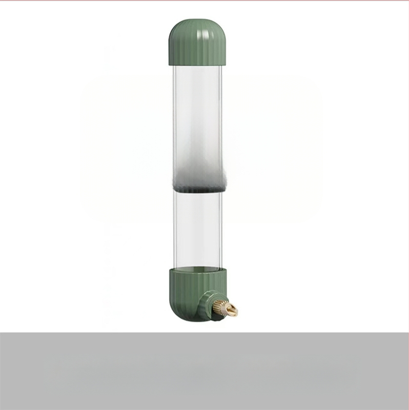 Dispenser automat de apă pentru papagal, din acrilic; recipient tip seringă; brand Demon pet; personalizabil pentru comenzi mari