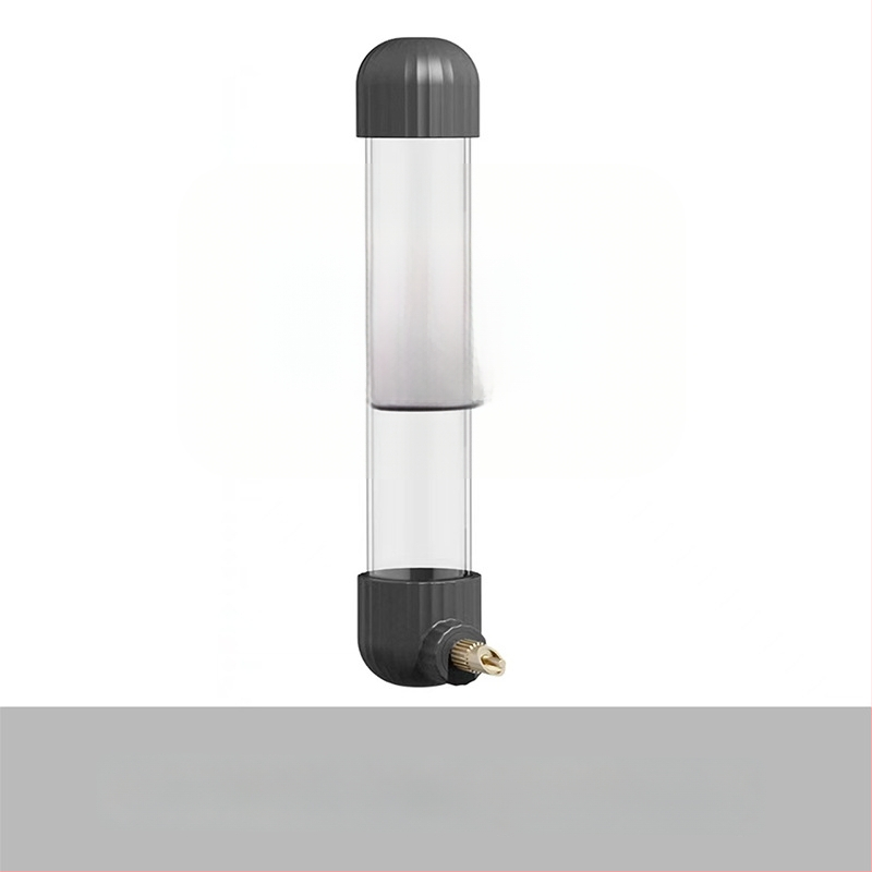 Dispenser automat de apă pentru papagal, din acrilic; recipient tip seringă; brand Demon pet; personalizabil pentru comenzi mari