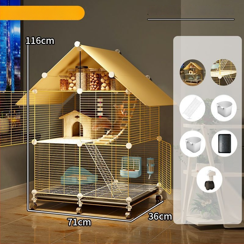 Клетка за чинчила, неръждаема стомана, 3-етажна платформа, модел F98S57777S565T