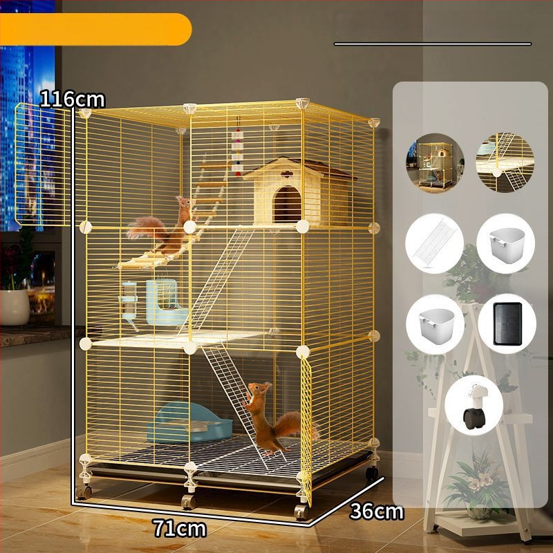 Клетка за чинчила, неръждаема стомана, 3-етажна платформа, модел F98S57777S565T