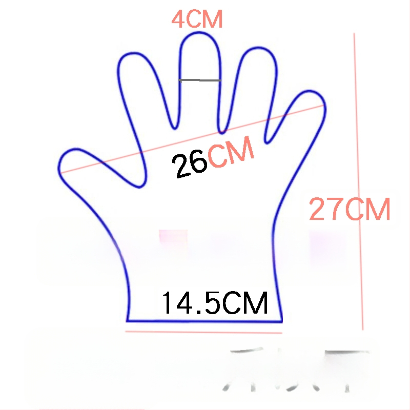 Egyszer használatos műanyag kesztyűk, vastított kivitelben, kopásálló, egyenként csomagolt