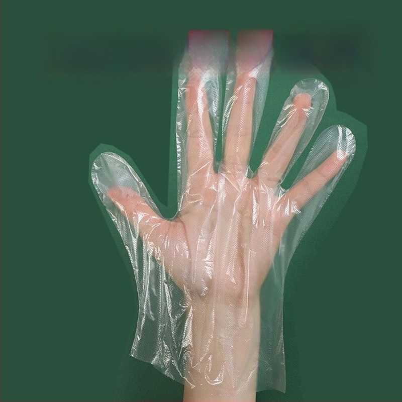 Egyszer használatos műanyag kesztyűk, vastított kivitelben, kopásálló, egyenként csomagolt