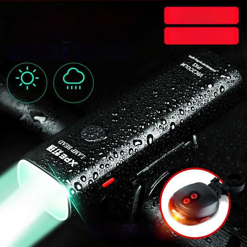 Lumină frontală pentru bicicletă din aliaj de aluminiu, reîncărcabilă, iluminare puternică pentru ciclism de munte noaptea