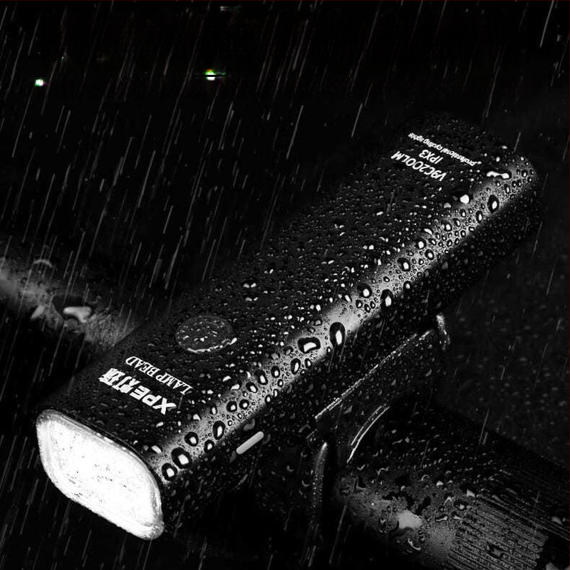 Lumină frontală pentru bicicletă din aliaj de aluminiu, reîncărcabilă, iluminare puternică pentru ciclism de munte noaptea