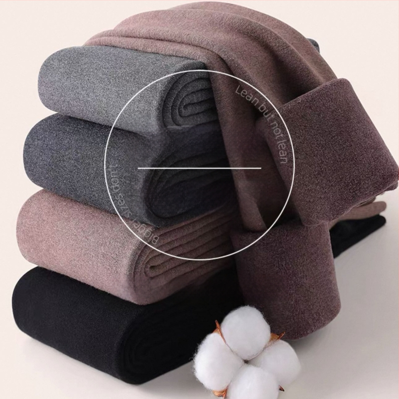 Γυναικείες θερμικές leggings από βαμβάκι, άνοιξη–φθινόπωρο, παχιές και ζεστές, υψηλή ελαστικότητα, 50–70% πολυεστέρας, 30–50% βαμβάκι
