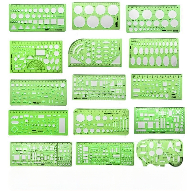 Χάρακας προτύπων για σχέδια – κύκλοι και ελλειπτικά σχήματα, διπλής κλίμακας σχεδίαση, πλαστικό, μοντέλο 4309