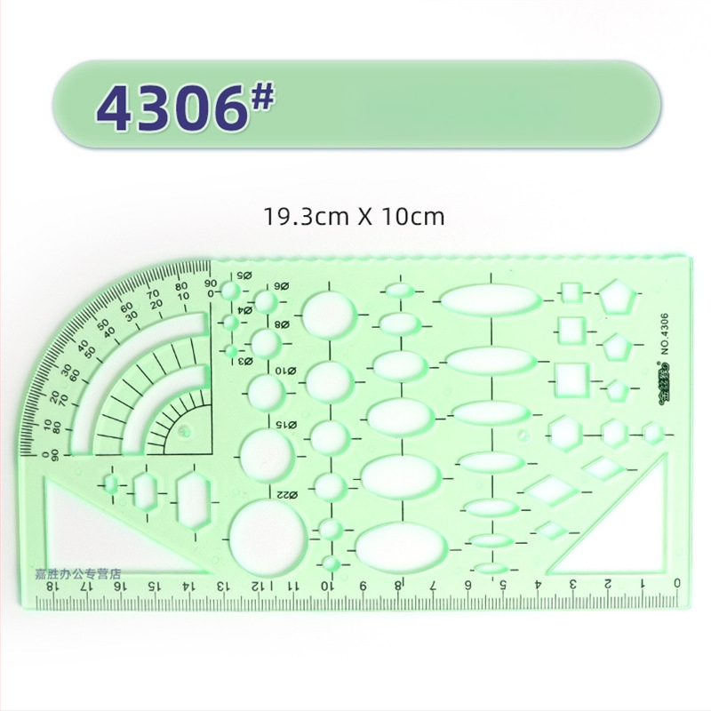 Χάρακας προτύπων για σχέδια – κύκλοι και ελλειπτικά σχήματα, διπλής κλίμακας σχεδίαση, πλαστικό, μοντέλο 4309