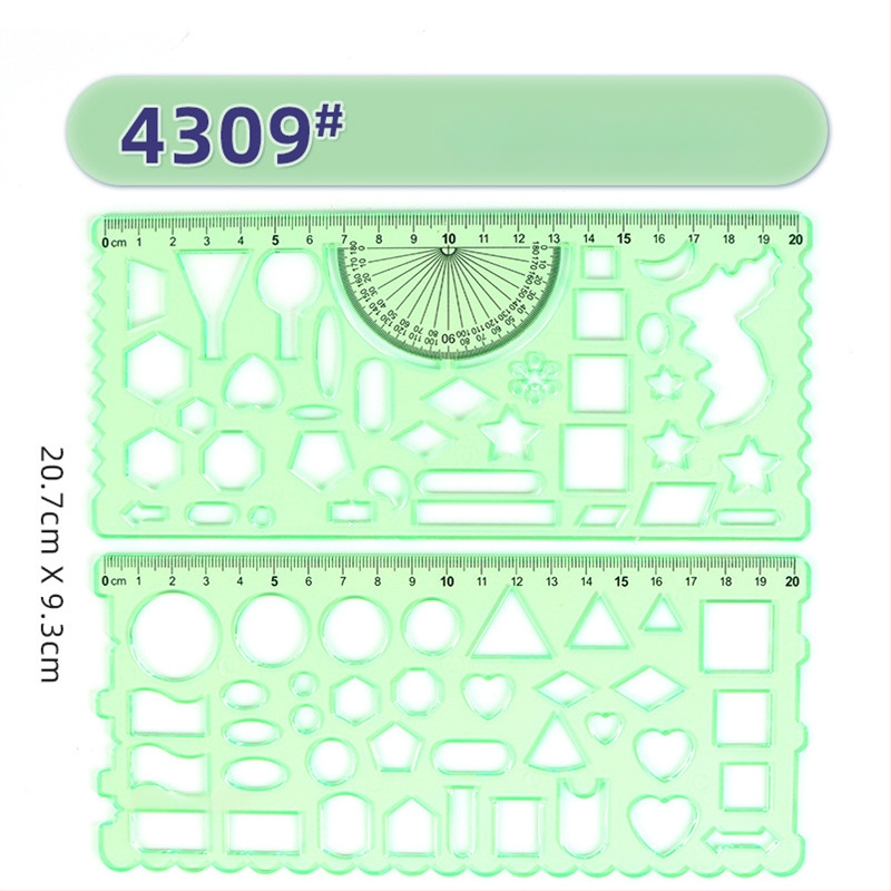 Χάρακας προτύπων για σχέδια – κύκλοι και ελλειπτικά σχήματα, διπλής κλίμακας σχεδίαση, πλαστικό, μοντέλο 4309