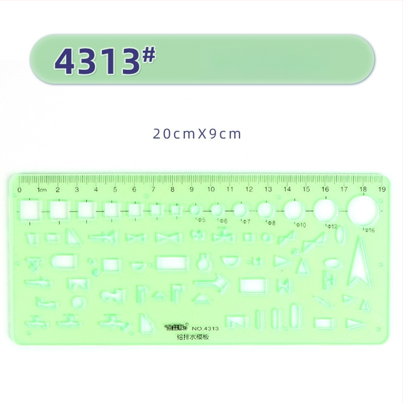 Χάρακας προτύπων για σχέδια – κύκλοι και ελλειπτικά σχήματα, διπλής κλίμακας σχεδίαση, πλαστικό, μοντέλο 4309