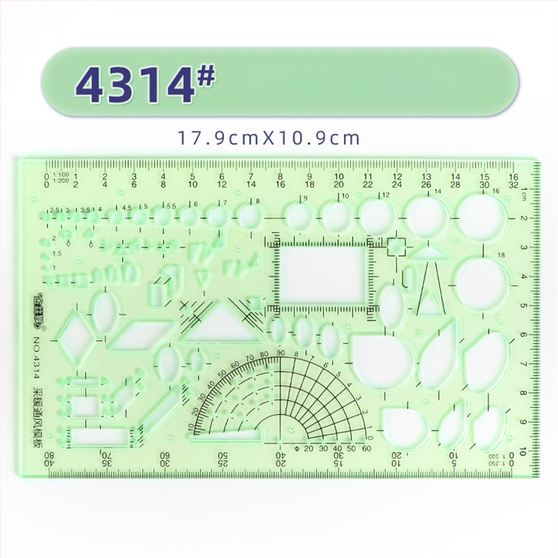 Χάρακας προτύπων για σχέδια – κύκλοι και ελλειπτικά σχήματα, διπλής κλίμακας σχεδίαση, πλαστικό, μοντέλο 4309