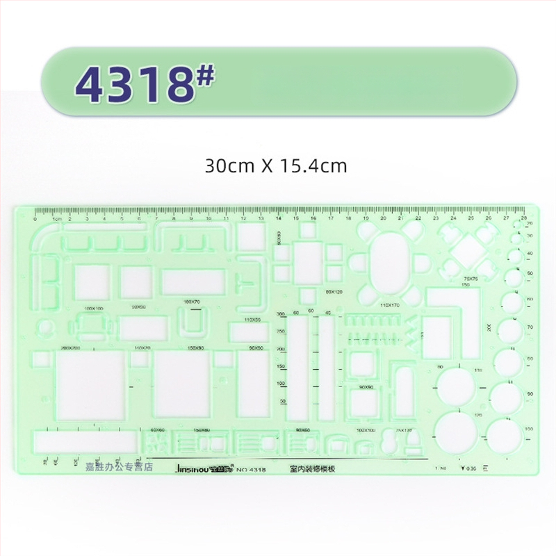 Χάρακας προτύπων για σχέδια – κύκλοι και ελλειπτικά σχήματα, διπλής κλίμακας σχεδίαση, πλαστικό, μοντέλο 4309