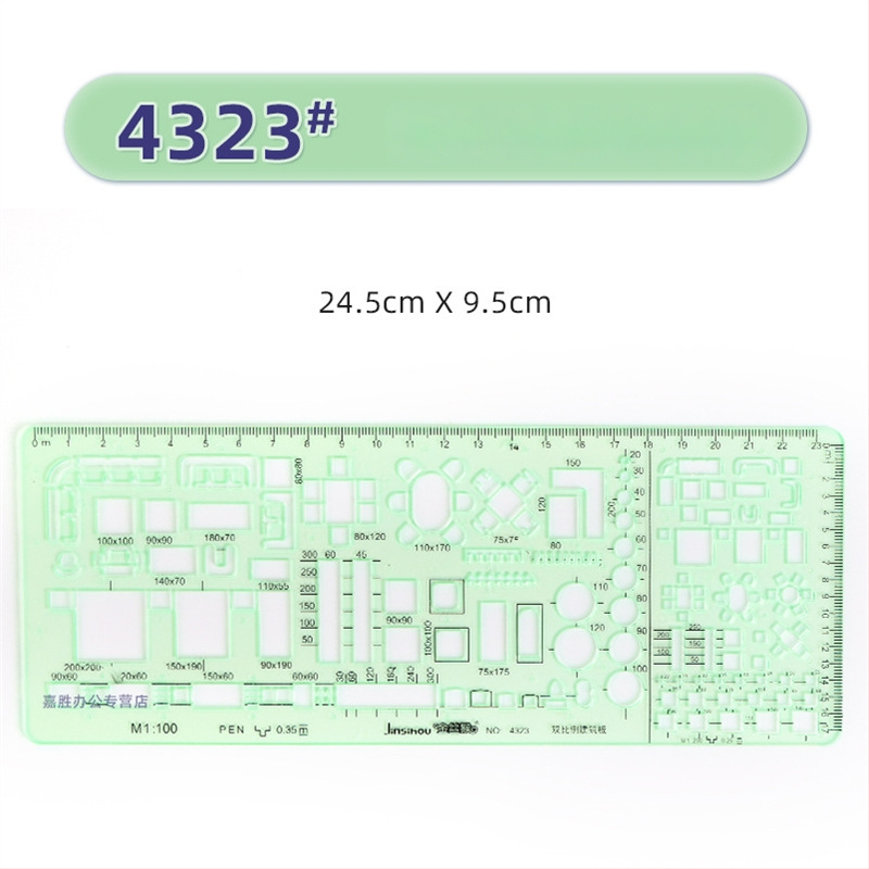 Χάρακας προτύπων για σχέδια – κύκλοι και ελλειπτικά σχήματα, διπλής κλίμακας σχεδίαση, πλαστικό, μοντέλο 4309
