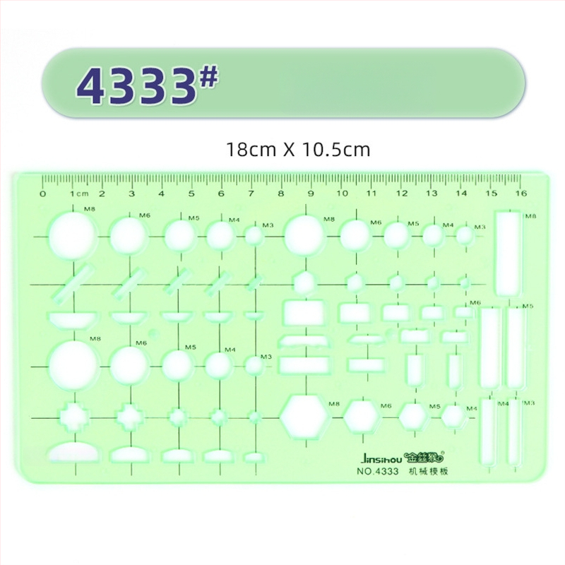 Χάρακας προτύπων για σχέδια – κύκλοι και ελλειπτικά σχήματα, διπλής κλίμακας σχεδίαση, πλαστικό, μοντέλο 4309