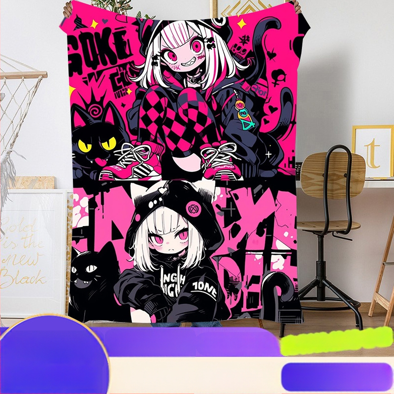 Flanel pléd, poliészter, 310 g/m², rajzfilm mintázat, európai–amerikai stílus, testreszabható