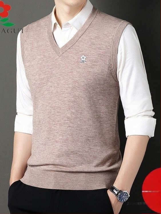 Ανδρικό πλεκτό γιλέκο με V-λαιμό, Corduroy με βάση το λινό, Φθινόπωρο 2025