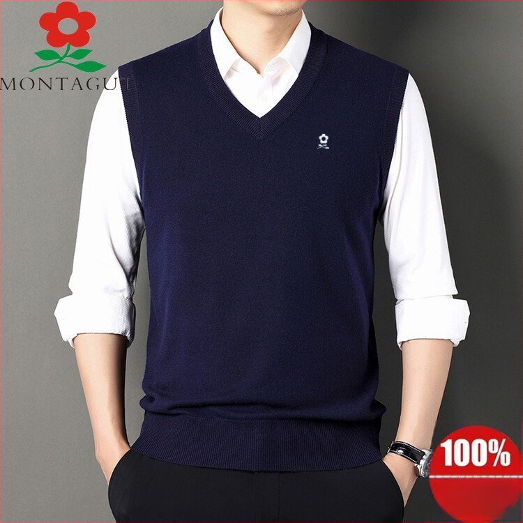 Ανδρικό πλεκτό γιλέκο με V-λαιμό, Corduroy με βάση το λινό, Φθινόπωρο 2025