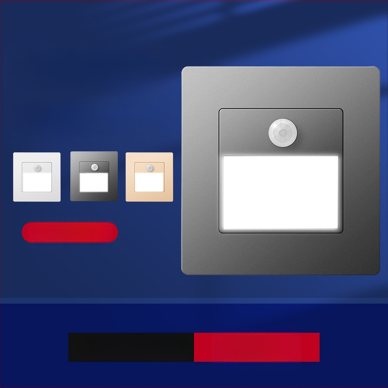 Φωτιστικό βήματος σκάλας με αισθητήρα κίνησης, ενσωματωμένος σχεδιασμός τύπου 86, LED φως βήματος, περίβλημα από PC, 220V