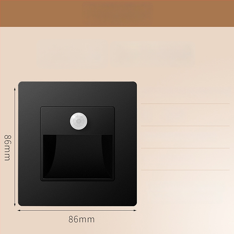 Φωτιστικό βήματος σκάλας με αισθητήρα κίνησης, ενσωματωμένος σχεδιασμός τύπου 86, LED φως βήματος, περίβλημα από PC, 220V