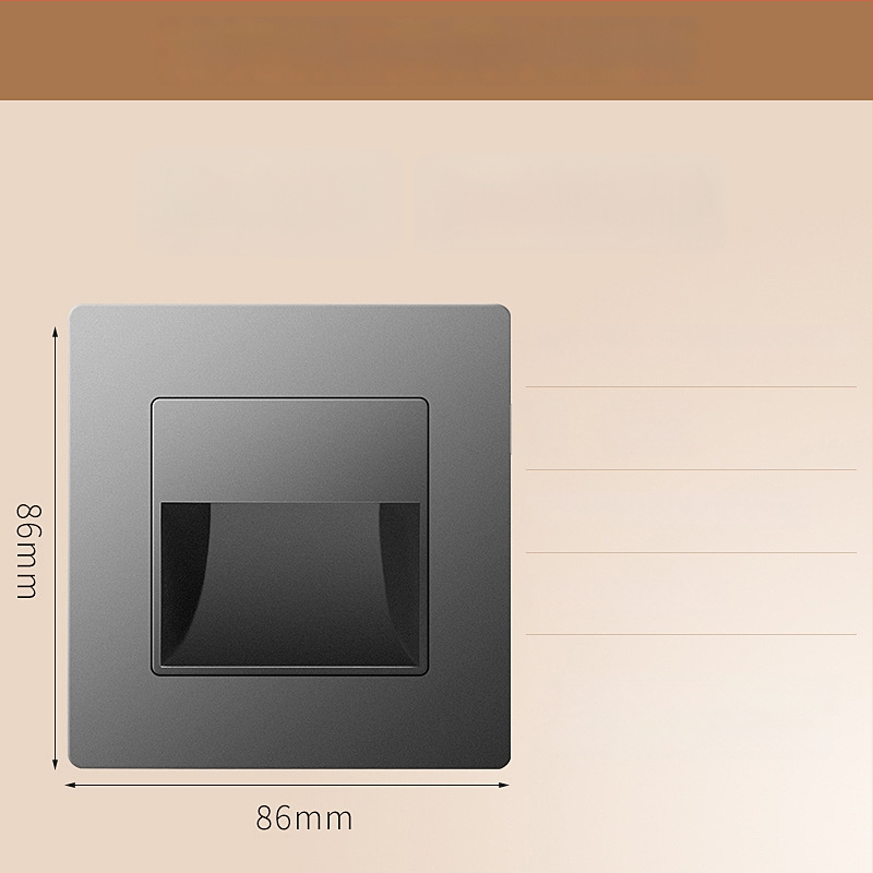 Φωτιστικό βήματος σκάλας με αισθητήρα κίνησης, ενσωματωμένος σχεδιασμός τύπου 86, LED φως βήματος, περίβλημα από PC, 220V