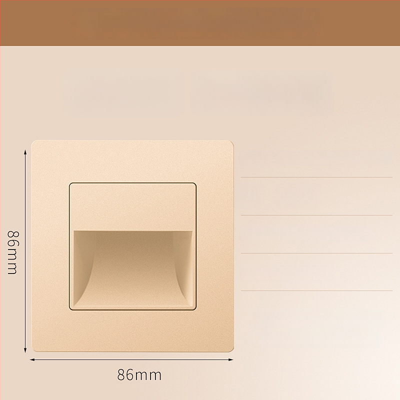 Φωτιστικό βήματος σκάλας με αισθητήρα κίνησης, ενσωματωμένος σχεδιασμός τύπου 86, LED φως βήματος, περίβλημα από PC, 220V