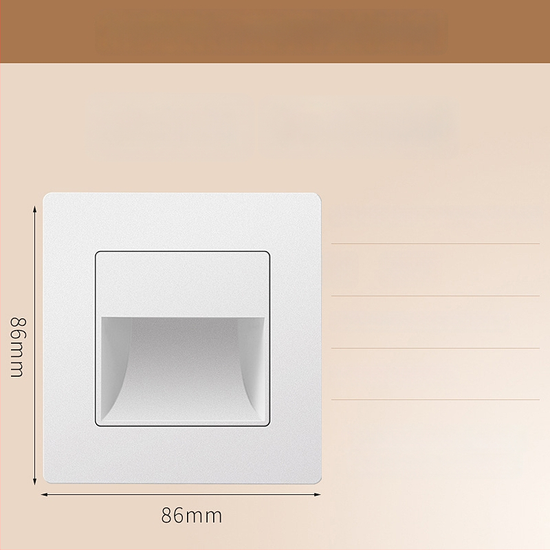 Φωτιστικό βήματος σκάλας με αισθητήρα κίνησης, ενσωματωμένος σχεδιασμός τύπου 86, LED φως βήματος, περίβλημα από PC, 220V