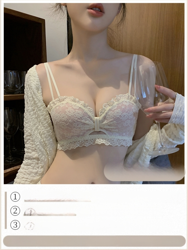 Δαντελένιο σουτιέν χωρίς μεταλλική ράβδο, 3/4 cup, μεσαίο σχήμα καλουπώματος, αφαιρούμενες διπλές τιράντες