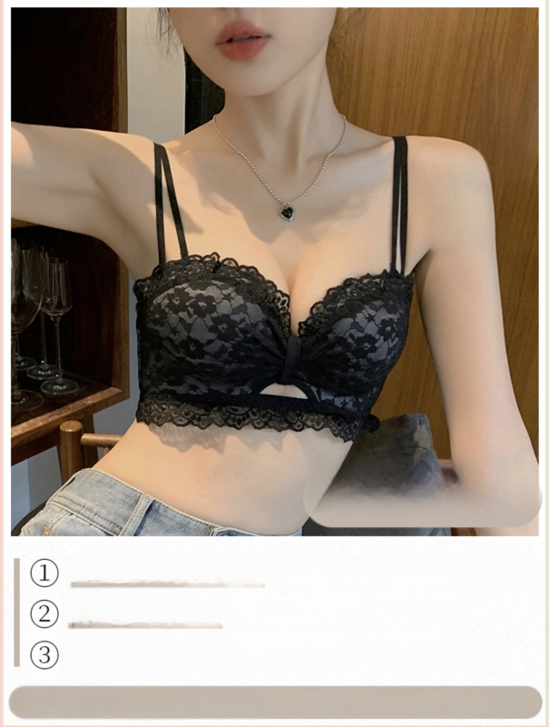 Δαντελένιο σουτιέν χωρίς μεταλλική ράβδο, 3/4 cup, μεσαίο σχήμα καλουπώματος, αφαιρούμενες διπλές τιράντες