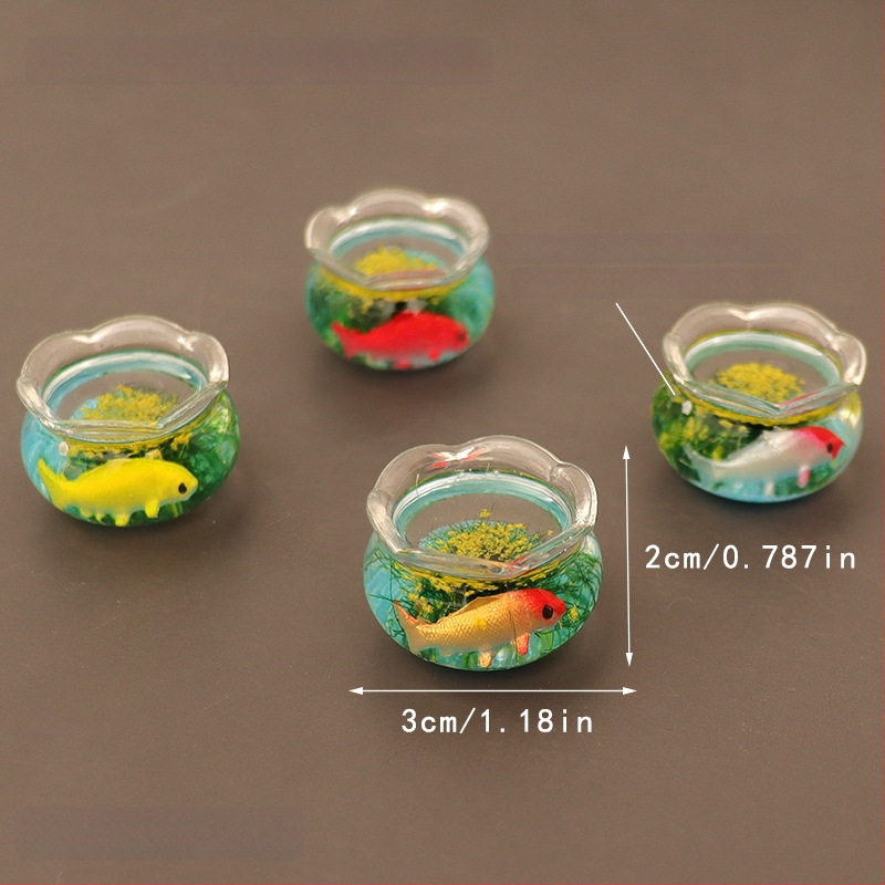 Zaobei acvariu din sticlă pentru pești, fabricat manual, ornament de birou cu mini peisaj, stil drăguț