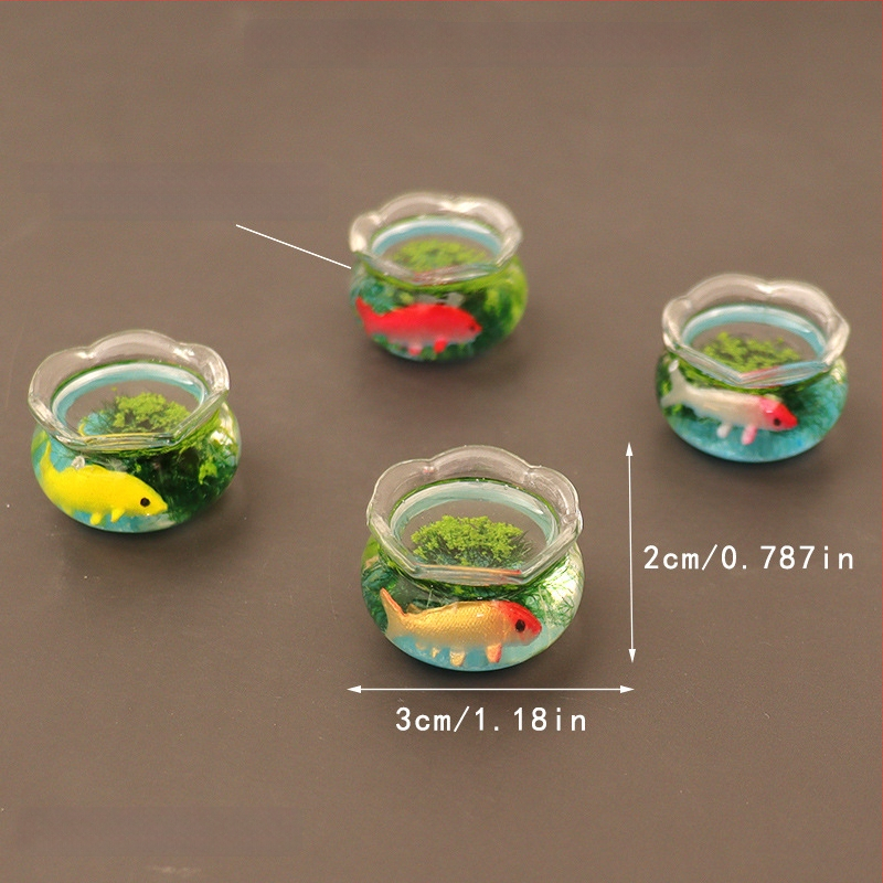 Zaobei acvariu din sticlă pentru pești, fabricat manual, ornament de birou cu mini peisaj, stil drăguț