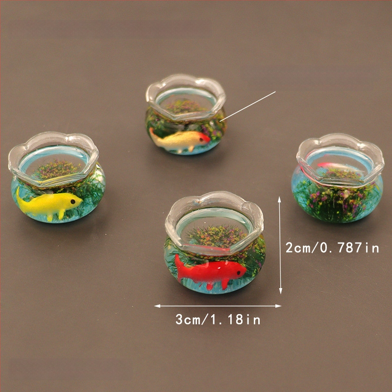 Zaobei acvariu din sticlă pentru pești, fabricat manual, ornament de birou cu mini peisaj, stil drăguț