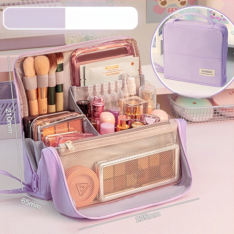 Sminktáska Four Seasons, nagy kapacitású, hordozható tároló, osztott rekeszek, anyag: szövet, stílus: modern minimalizmus