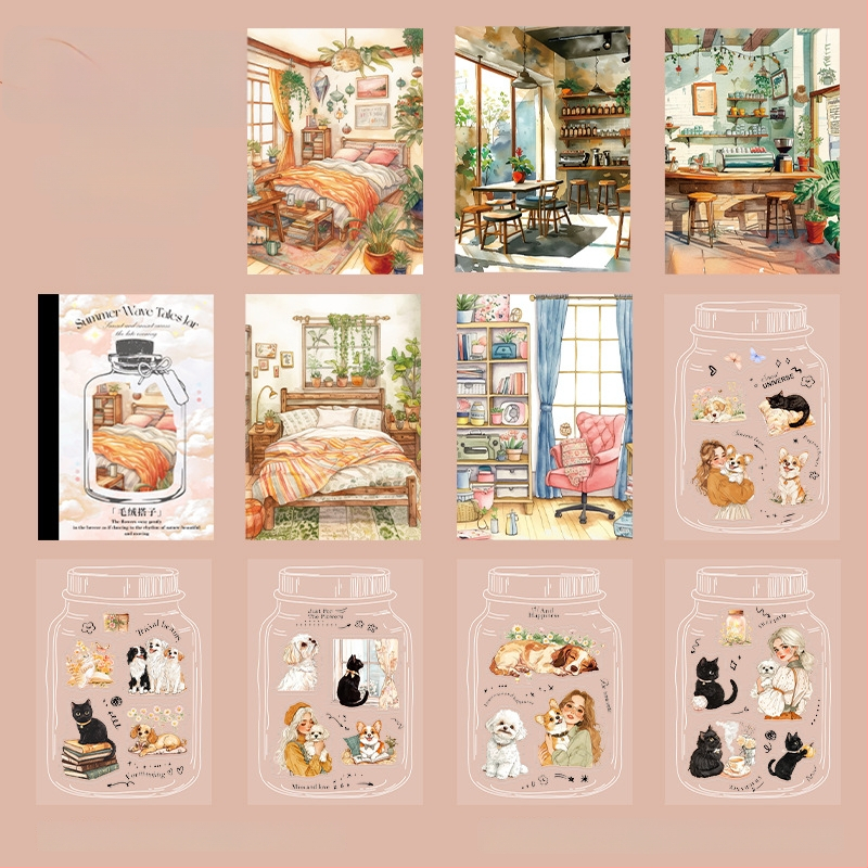 Good day PET албум със стикери, 20 листа, тема летни пейзажи, DIY наръчник