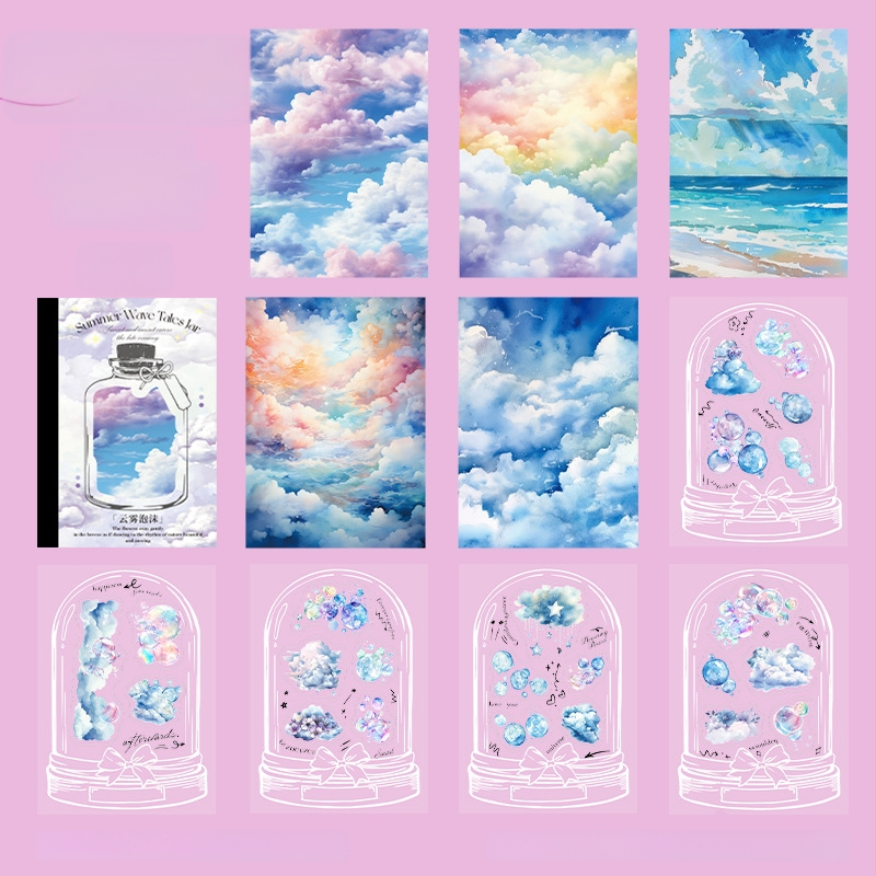 Good day PET албум със стикери, 20 листа, тема летни пейзажи, DIY наръчник