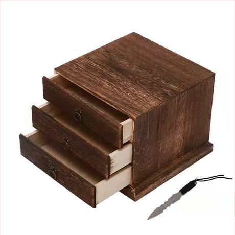 Ξύλινο κουτί τσαγιού με συρταρωτό, πολυεπίπεδο δίσκο τσαγιού, χωρητικότητα 18 L, μοντέλο 121, σετ 12 τεμαχίων