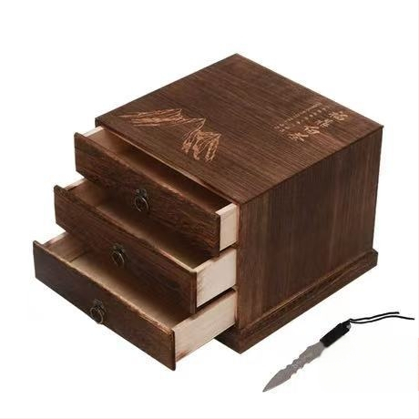 Ξύλινο κουτί τσαγιού με συρταρωτό, πολυεπίπεδο δίσκο τσαγιού, χωρητικότητα 18 L, μοντέλο 121, σετ 12 τεμαχίων