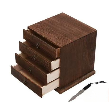 Ξύλινο κουτί τσαγιού με συρταρωτό, πολυεπίπεδο δίσκο τσαγιού, χωρητικότητα 18 L, μοντέλο 121, σετ 12 τεμαχίων