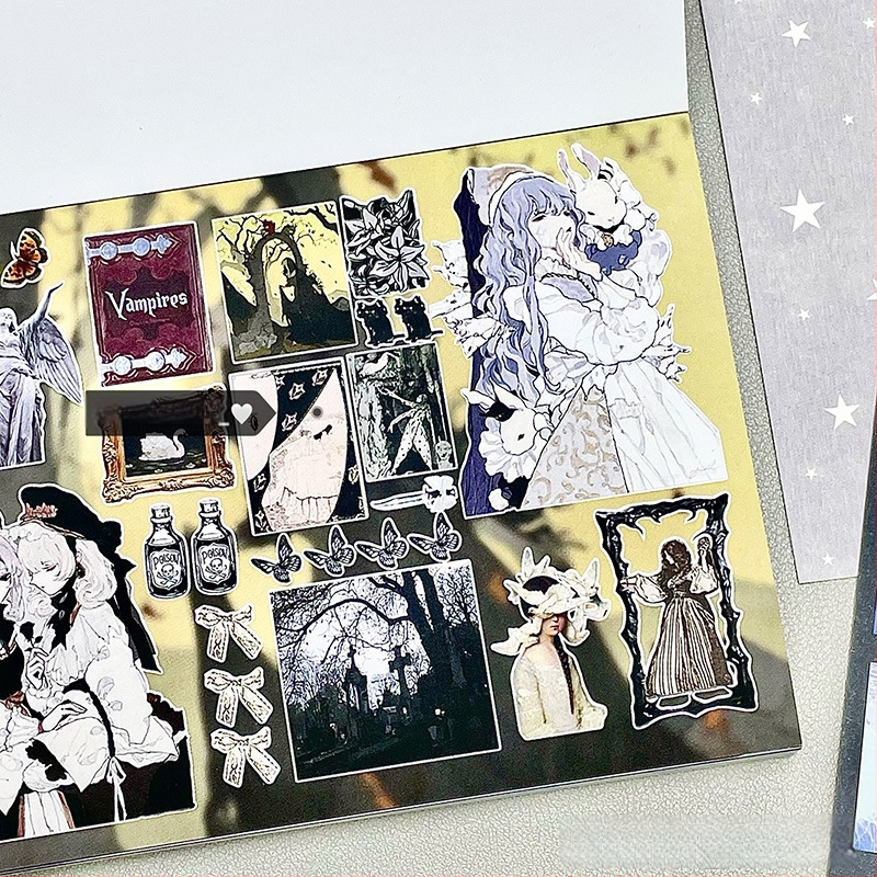 Книга със стикери за персонажи – DIY материал, хартия с покритие, печатна изработка, тъмна серия