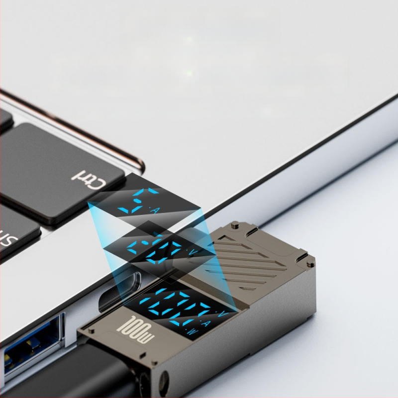 One Core Type-C към DC дигитален дисплей адаптер, PD 100W бързо зареждане, конвертор за зареждане на ноутбук
