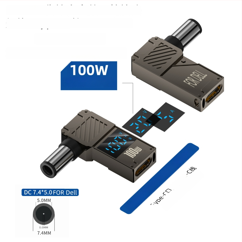 One Core Type-C към DC дигитален дисплей адаптер, PD 100W бързо зареждане, конвертор за зареждане на ноутбук