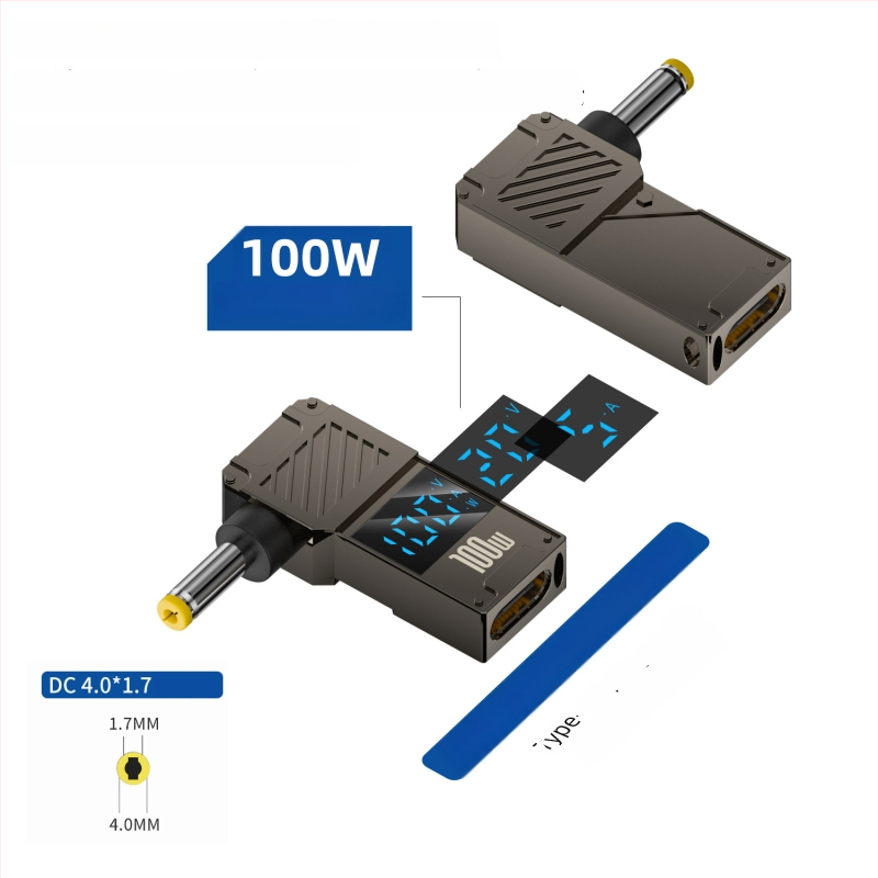 One Core Type-C към DC дигитален дисплей адаптер, PD 100W бързо зареждане, конвертор за зареждане на ноутбук